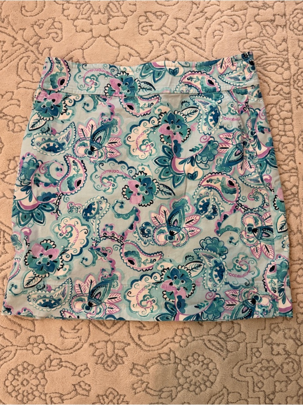 Talbots Aqua Paisley Skirt
